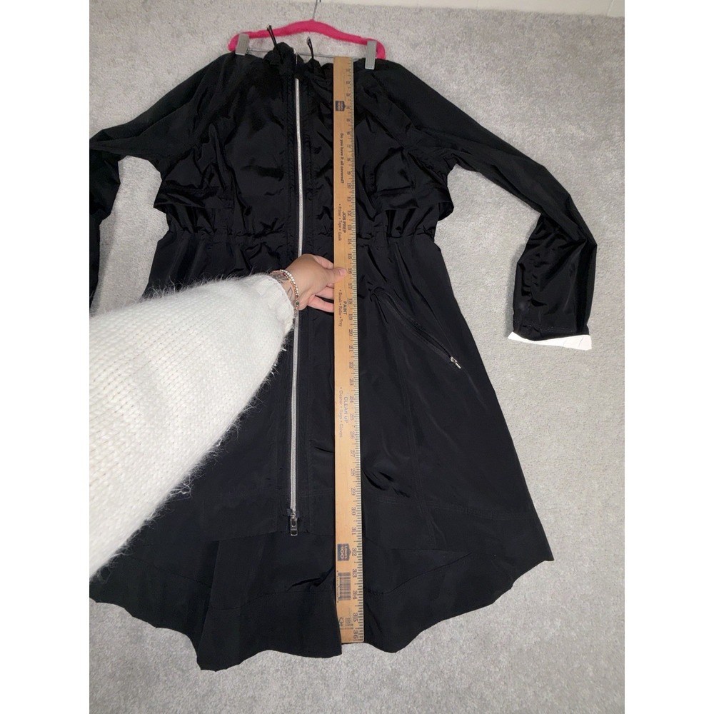 Athleta Jacket Womens S Black Drip Drop Hooded Full Zip Drawstring Rain Coat - Picture 8 of 12